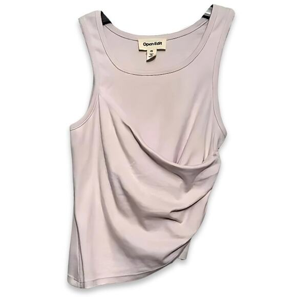 Open Edit Crop Tank Ruched Side Detailing Asymmetrical Hem Pink Women’s XS NWOT - Picture 1 of 8